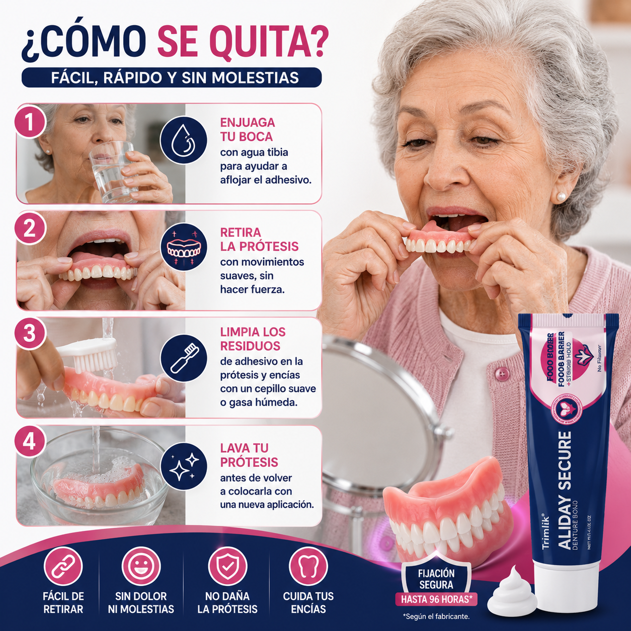 DentiLock™ ¡Crema Adhesiva para protesis dentales, No mas dentaduras sueltas ni adhesivos engorrosos!