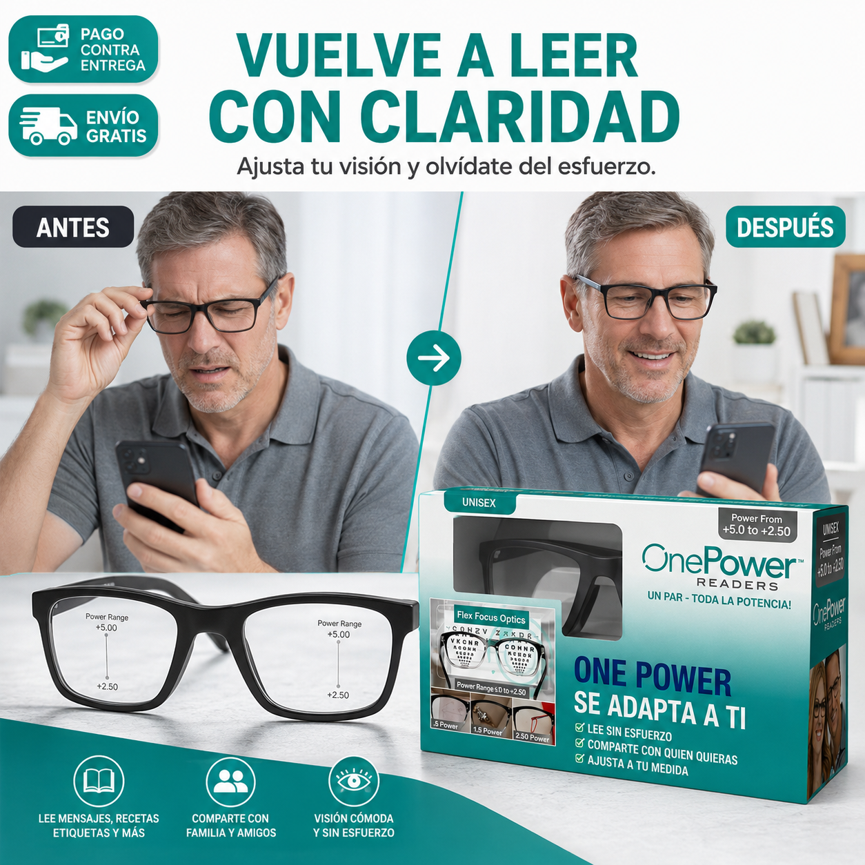 OptiFocus™  ¡Gafas Multifocales Premium, Enfoque Automático y Visión Perfecta al Instante!