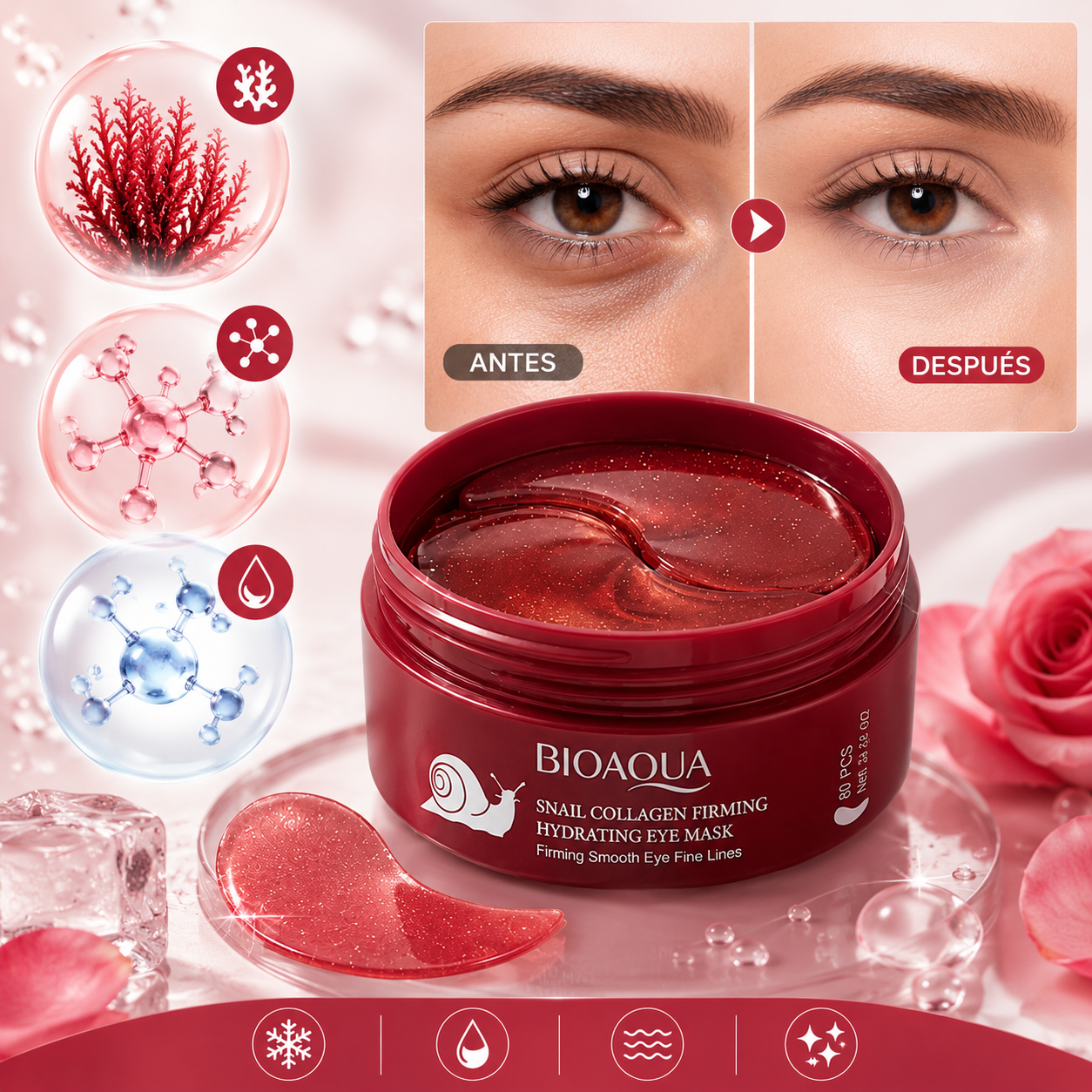 LumiEyes™ ¡Parches de Colágeno Anti Ojeras con ADN de algas rojas! Elimina ojeras y bolsas🌟