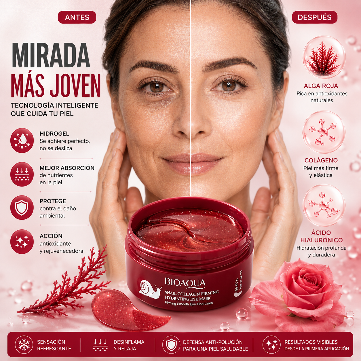 LumiEyes™ ¡Parches de Colágeno Anti Ojeras con ADN de algas rojas! Elimina ojeras y bolsas🌟