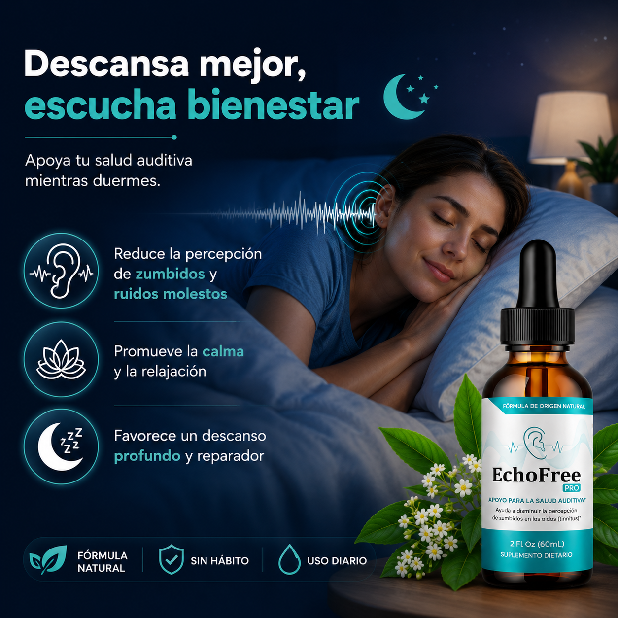 EchoFree🌿 ¡Suplemento natural para el bienestar de tus oidos! Pague 1 y lleve el 2do Gratis