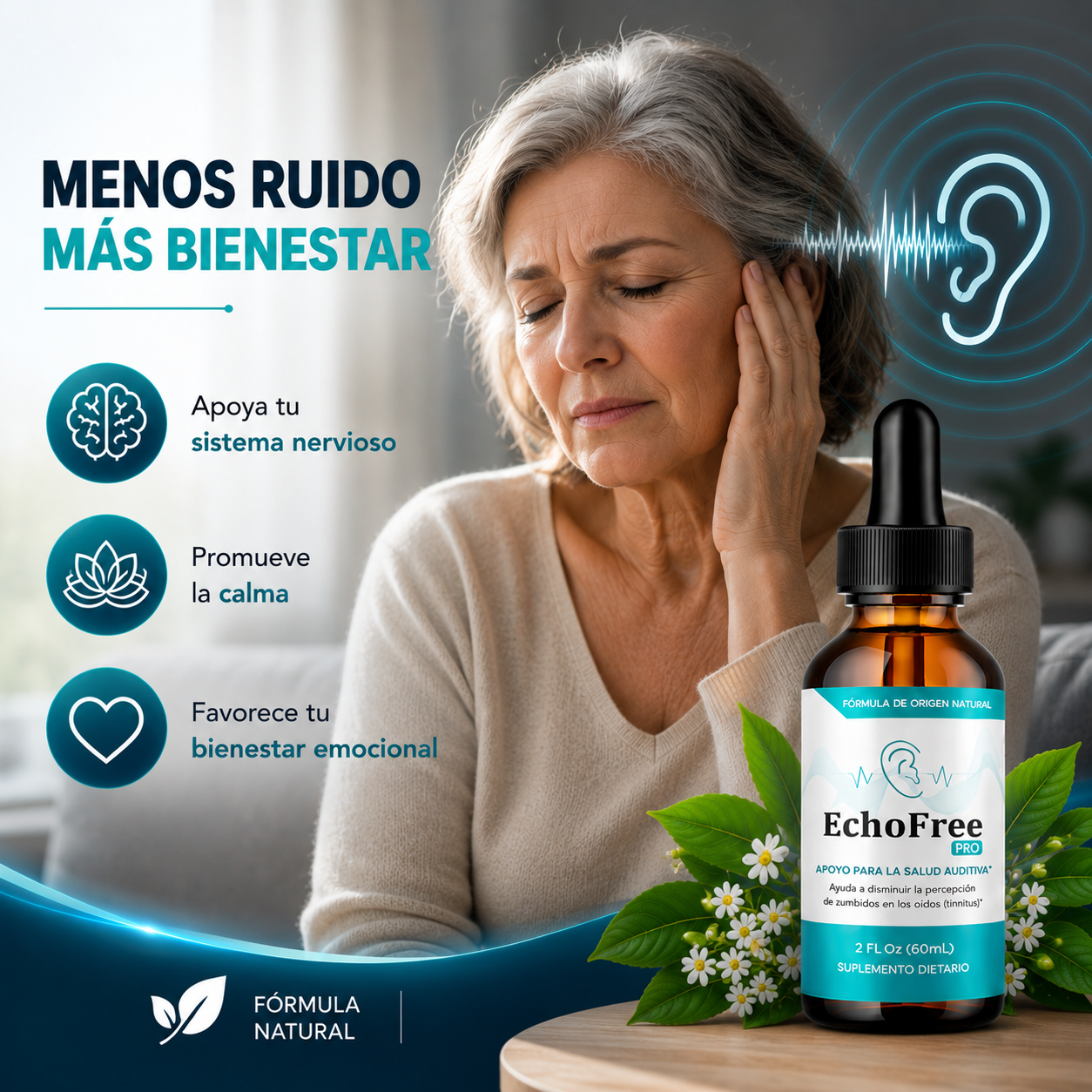 EchoFree🌿 ¡Suplemento natural para el bienestar de tus oidos! Pague 1 y lleve el 2do Gratis