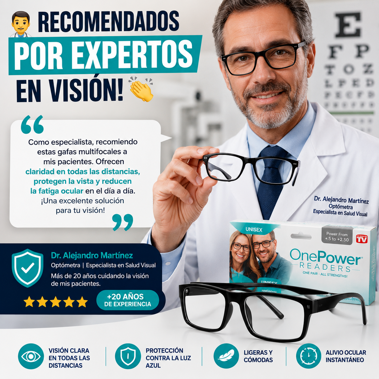 OptiFocus™  ¡Gafas Multifocales Premium, Enfoque Automático y Visión Perfecta al Instante!