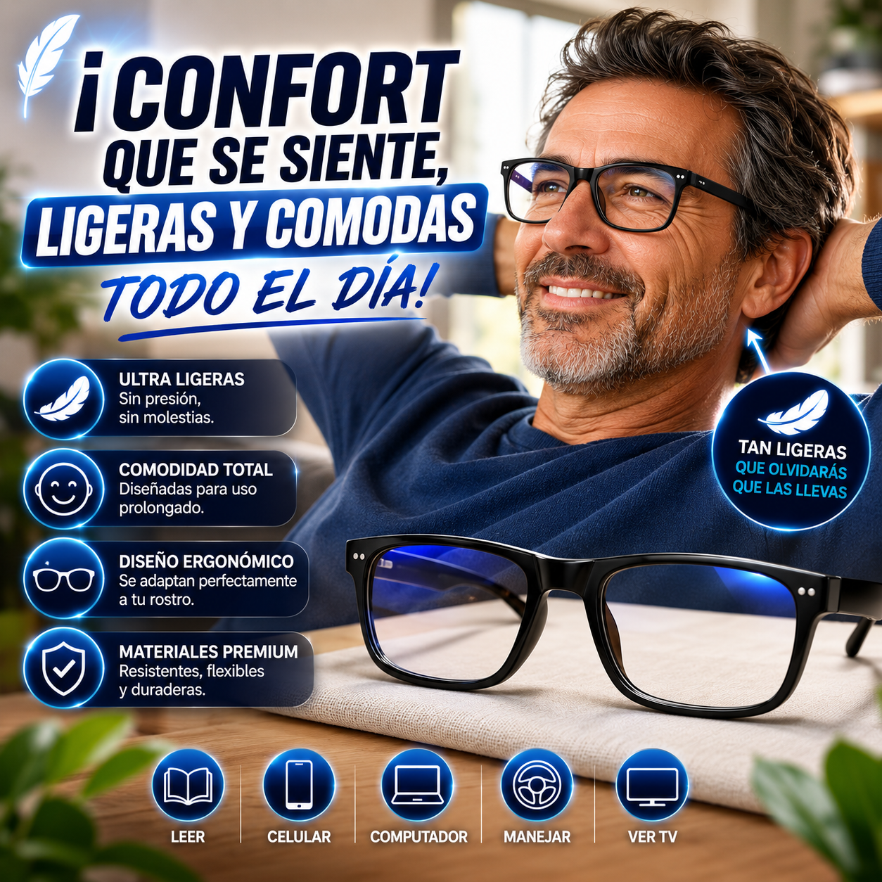 OptiFocus™  ¡Gafas Multifocales Premium, Enfoque Automático y Visión Perfecta al Instante!