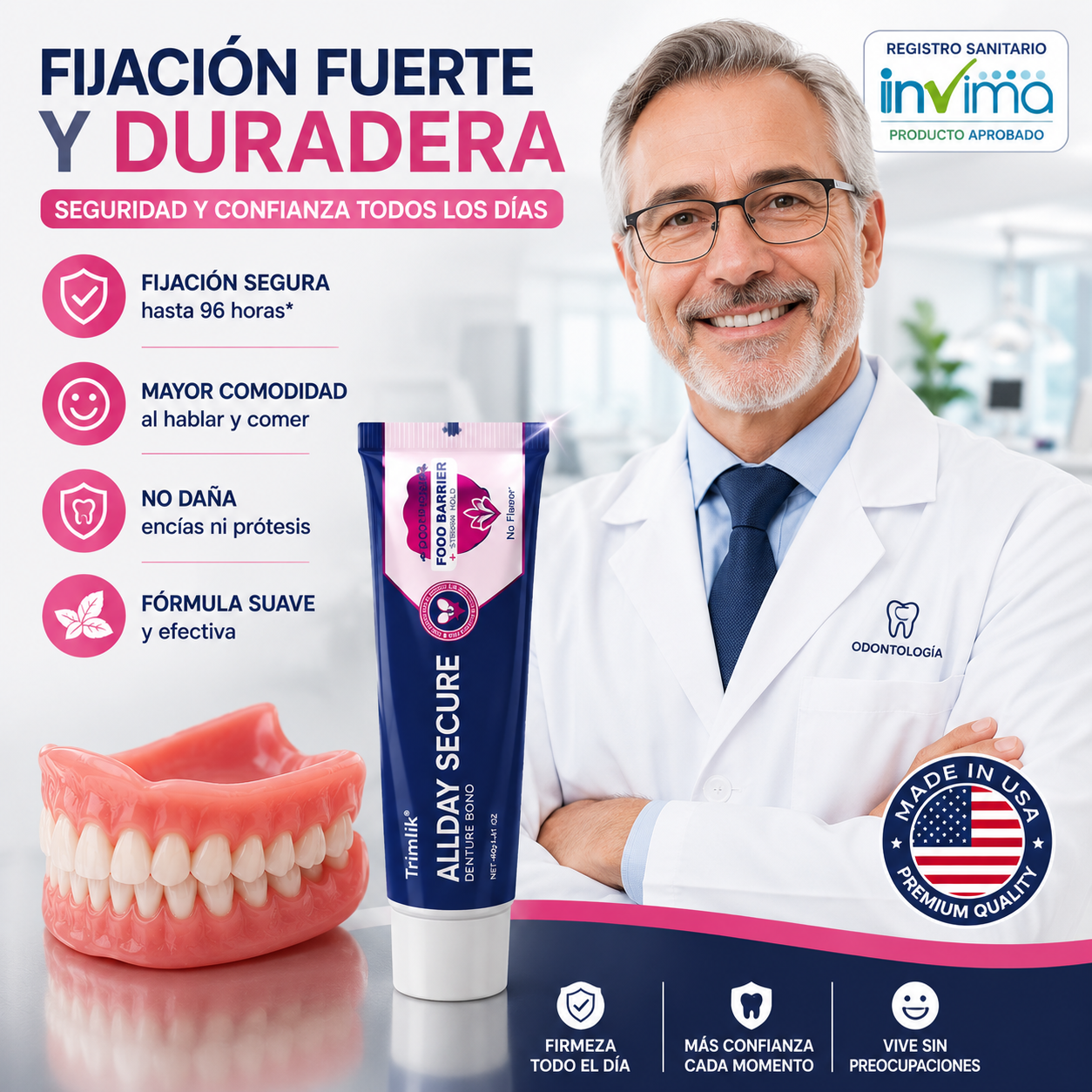 DentiLock™ ¡Crema Adhesiva para protesis dentales, No mas dentaduras sueltas ni adhesivos engorrosos!