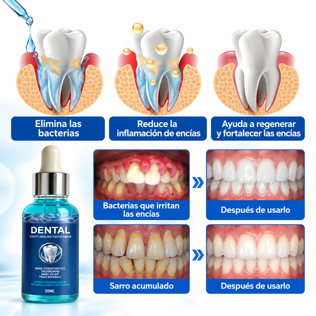 DentaMineral🦷 ¡Serum dental, combate la caries, regenera dientes dañados y promueve un aliento fresco!