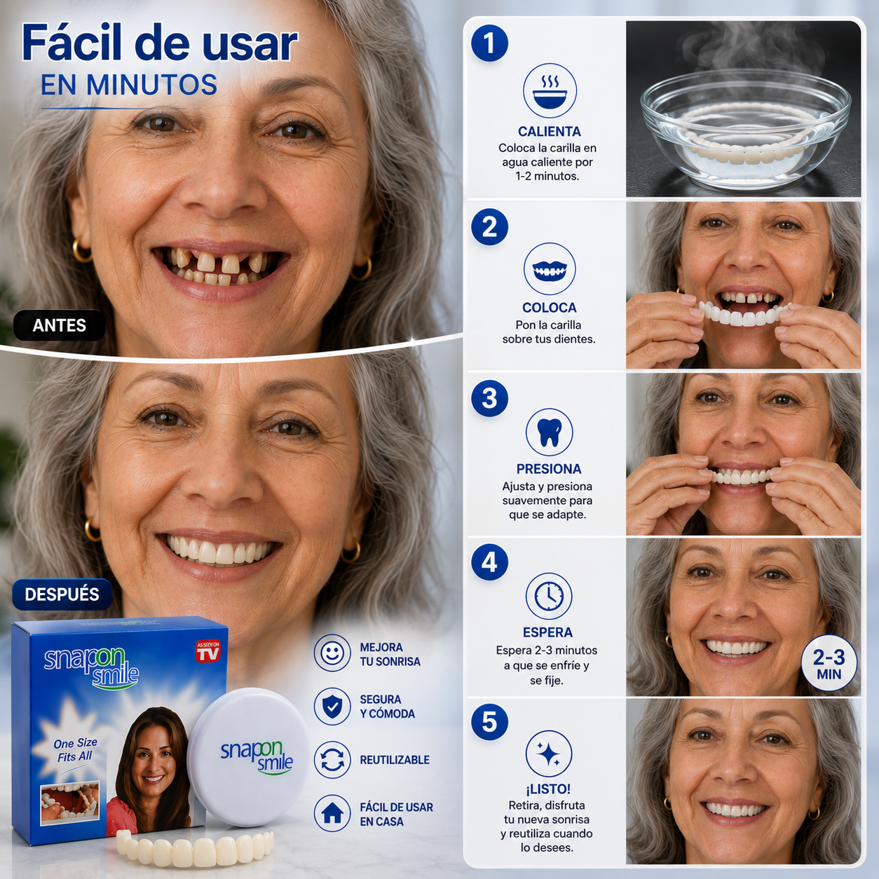 SmileOne™ Carillas dentales ¡Sonríe, come y habla con seguridad, renueva tu sonrisa!