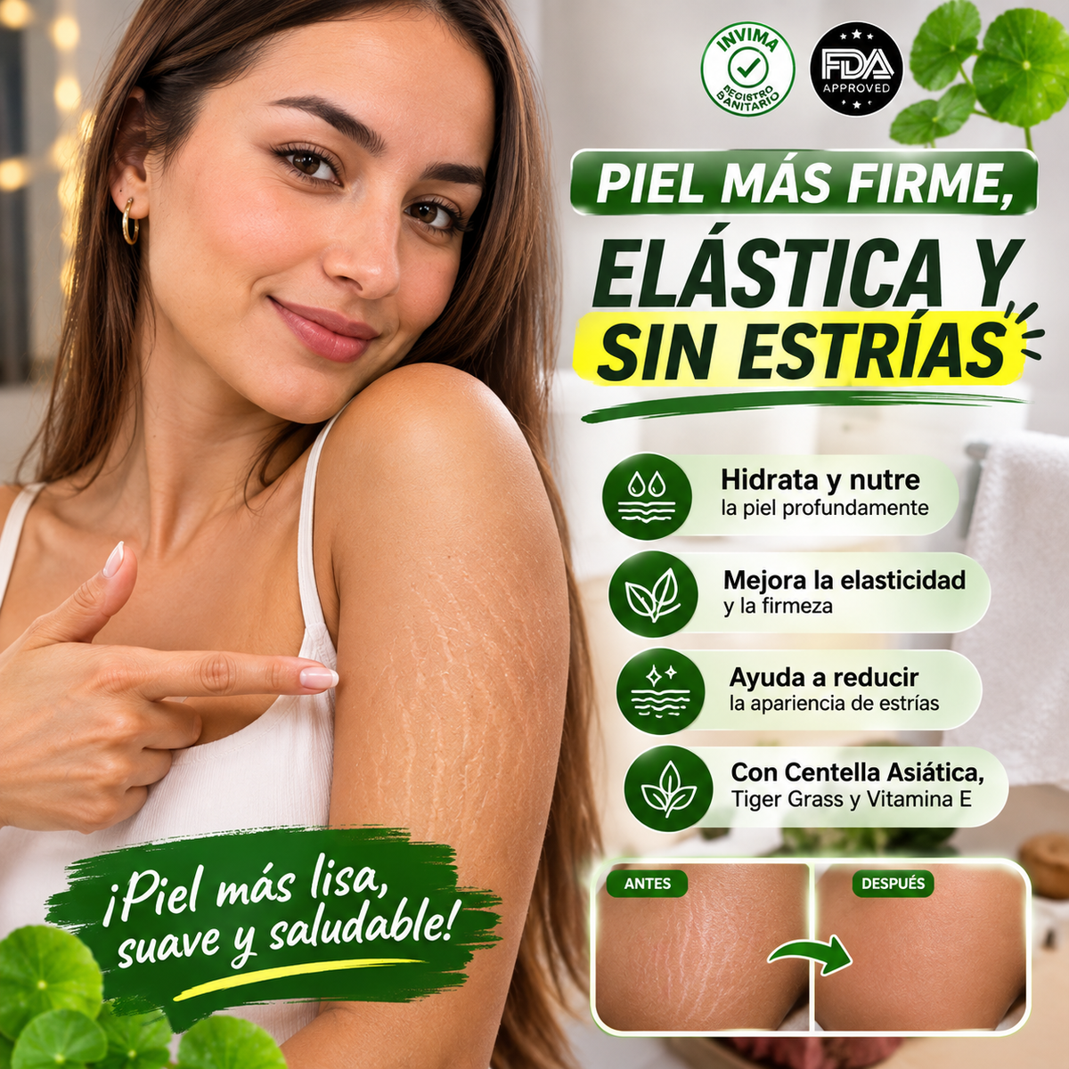 CentaSkin🌿¡Crema reparadora para estrías y marcas! Recupera tu seguridad y luce una piel sana y sin imperfecciones! 120ML
