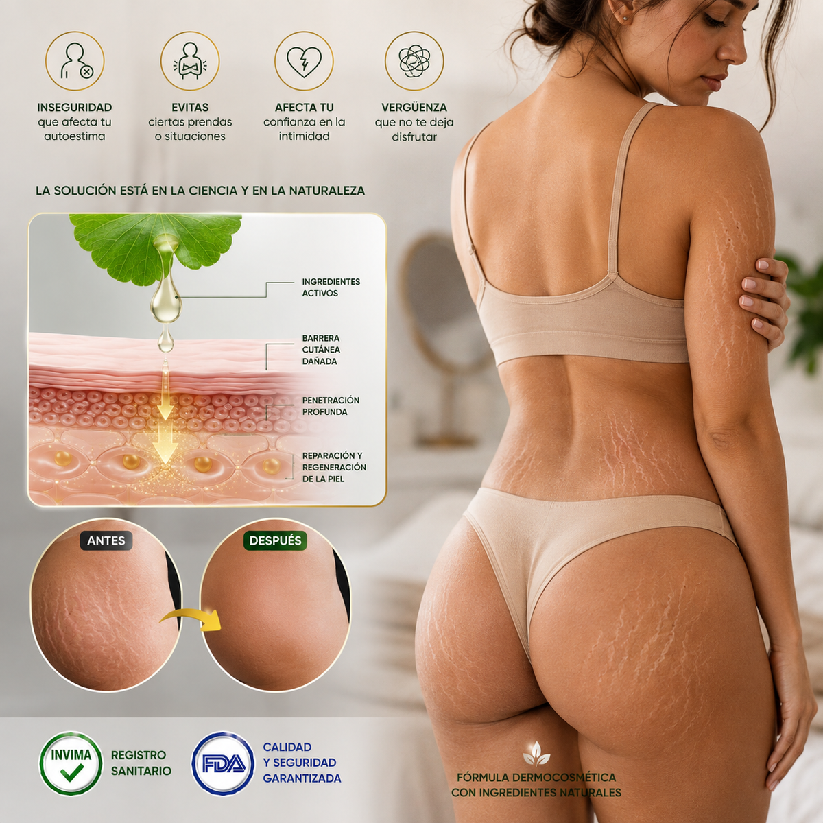 CentaSkin🌿¡Crema reparadora para estrías y marcas! Recupera tu seguridad y luce una piel sana y sin imperfecciones! 120ML