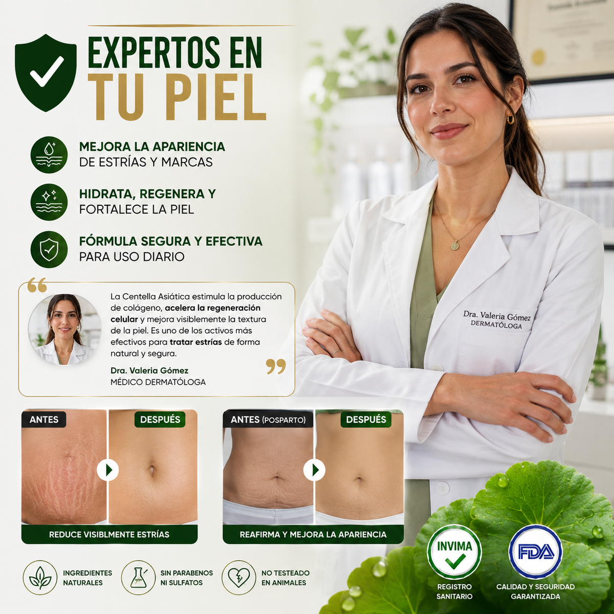 CentaSkin🌿¡Crema reparadora para estrías y marcas! Recupera tu seguridad y luce una piel sana y sin imperfecciones! 120ML