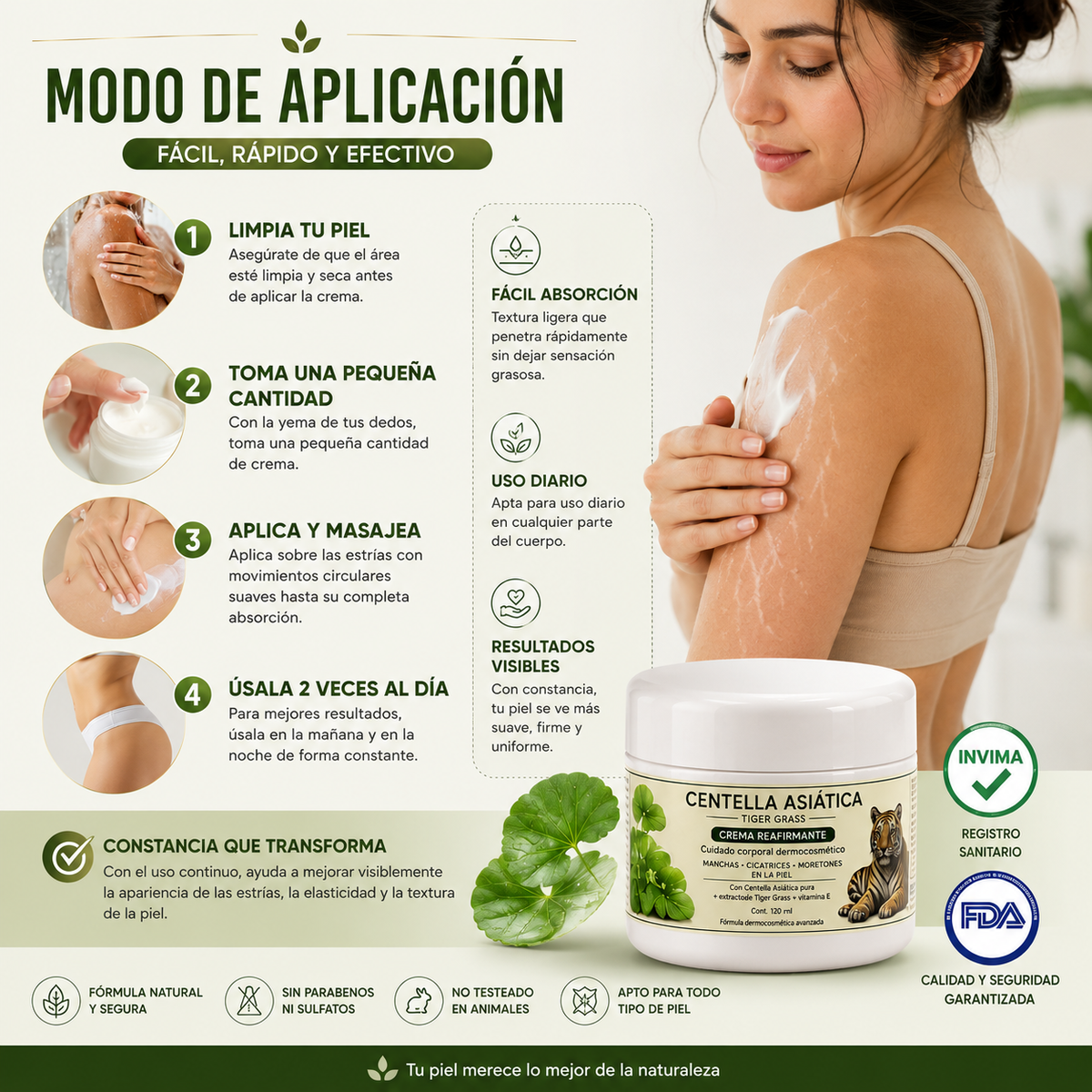 CentaSkin🌿¡Crema reparadora para estrías y marcas! Recupera tu seguridad y luce una piel sana y sin imperfecciones! 120ML