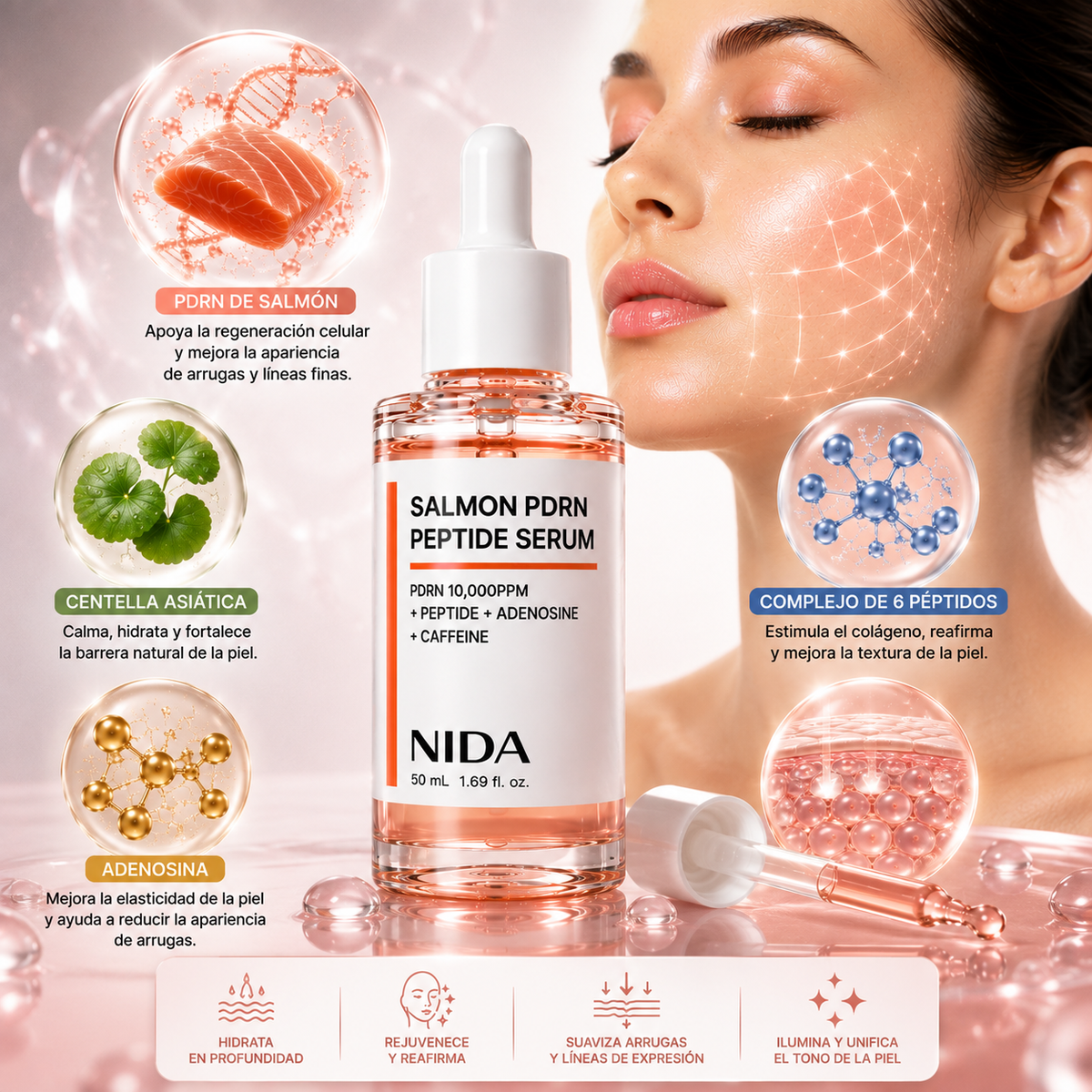 Serum con PDRN de Salmon🧬 ¡Recupera los signos de la juventud, Ilumina y reafirma tu rostro!💫