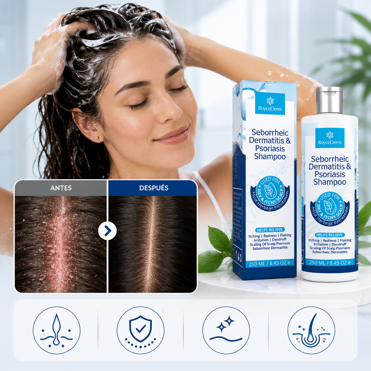 Shampoo DermaZen🌿 ¡Tratamiento Bioregenerativo para la dermatitis, psoriasis y caspa! 250 ML