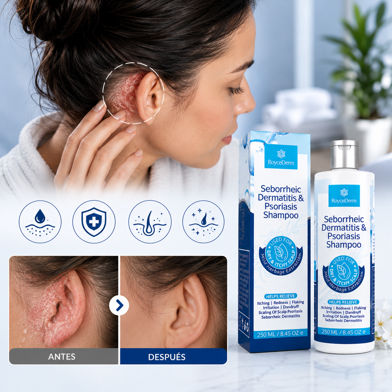 Shampoo DermaZen🌿 ¡Tratamiento Bioregenerativo para la dermatitis, psoriasis y caspa! 250 ML
