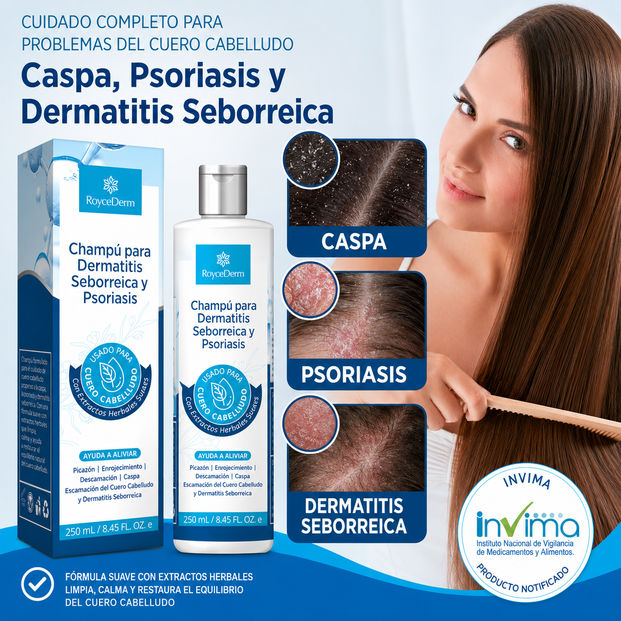 Shampoo DermaZen🌿 ¡Tratamiento Bioregenerativo para la dermatitis, psoriasis y caspa! 250 ML