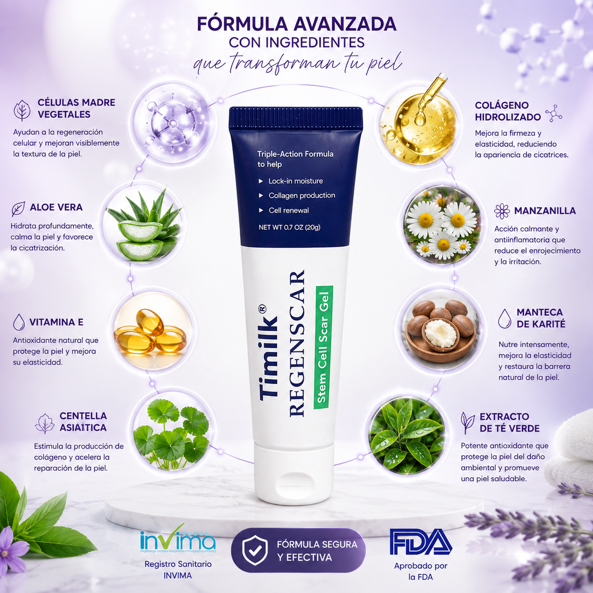 ReGenScar🌿¡Gel reparador de cicatrices, recupera tu seguridad y luce una piel sana y sin imperfecciones! 80 G
