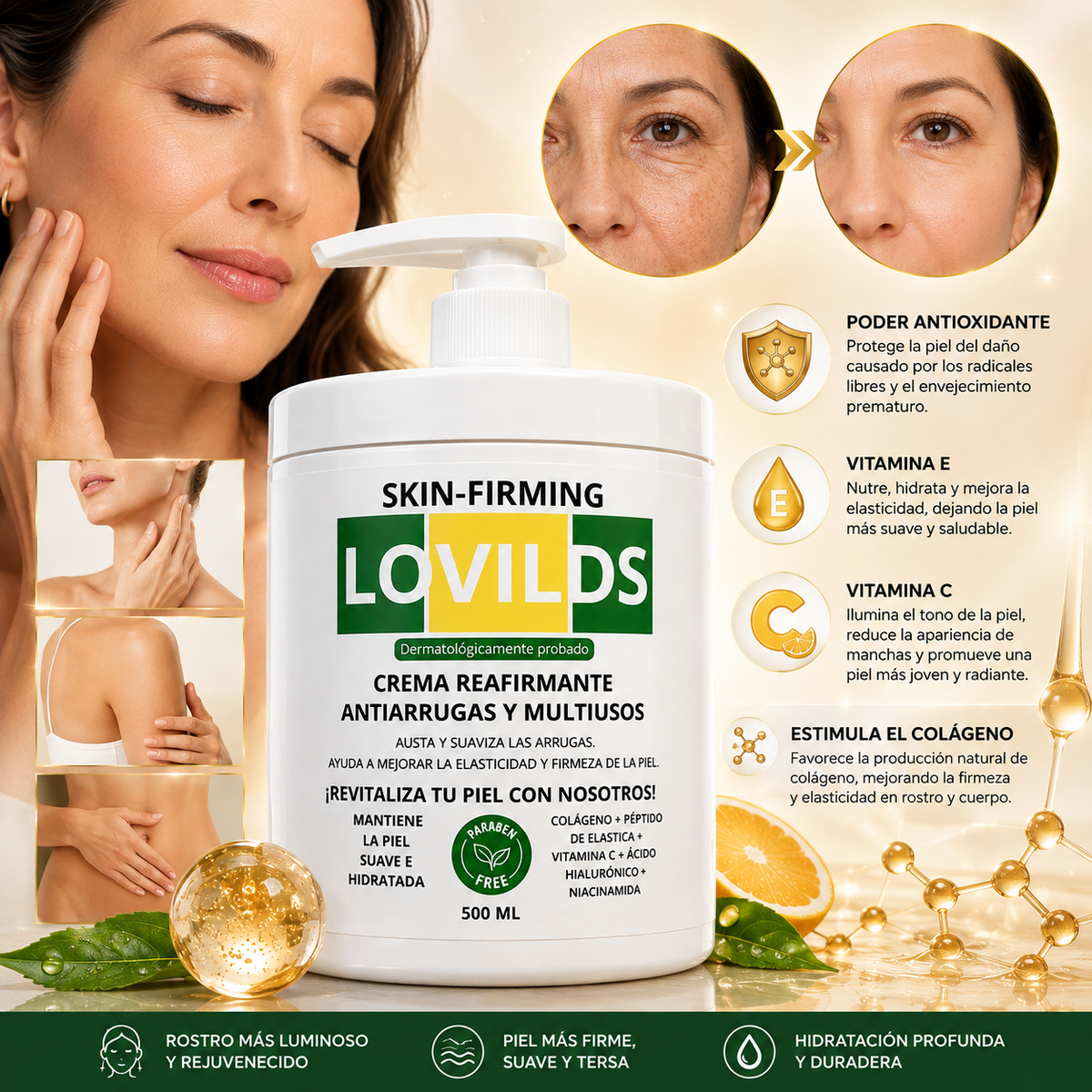 FirmAge🌿 ¡Crema Reafirmante Antiarrugas, Recupera la apariencia firme y joven de tu piel