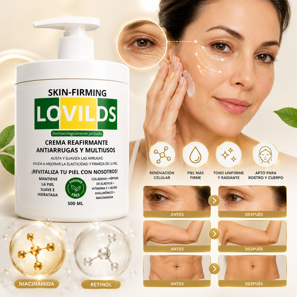 FirmAge🌿 ¡Crema Reafirmante Antiarrugas, Recupera la apariencia firme y joven de tu piel