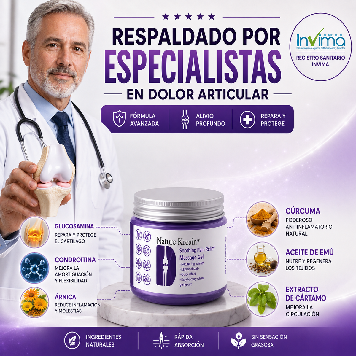 Nature🌿¡Gel Medico natural para el alivio de las articulaciones, Recupera tu movilidad y elimina el dolor!