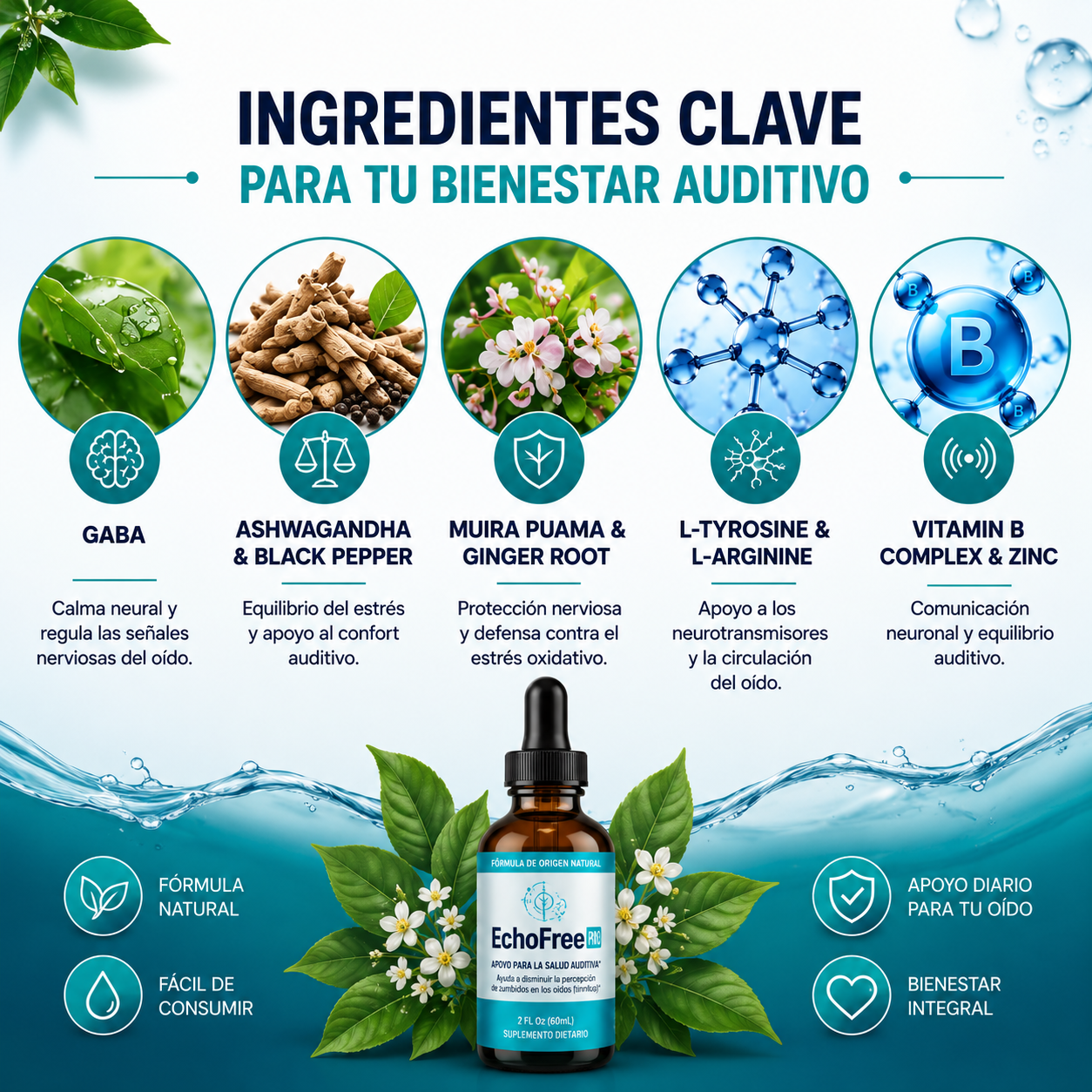 EchoFree🌿 ¡Suplemento natural para el bienestar de tus oidos! Pague 1 y lleve el 2do Gratis