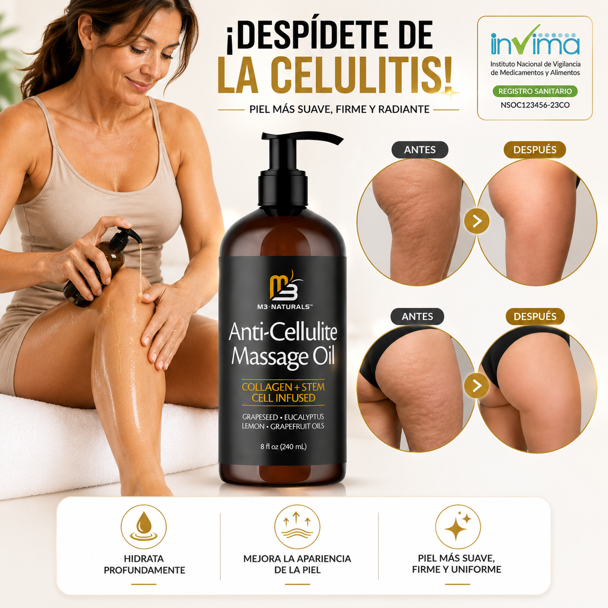 CelluSilk™ ¡Aceite Anticelulitis, Mejora la circulacion y recupera tu confianza! Promo 45% OFF