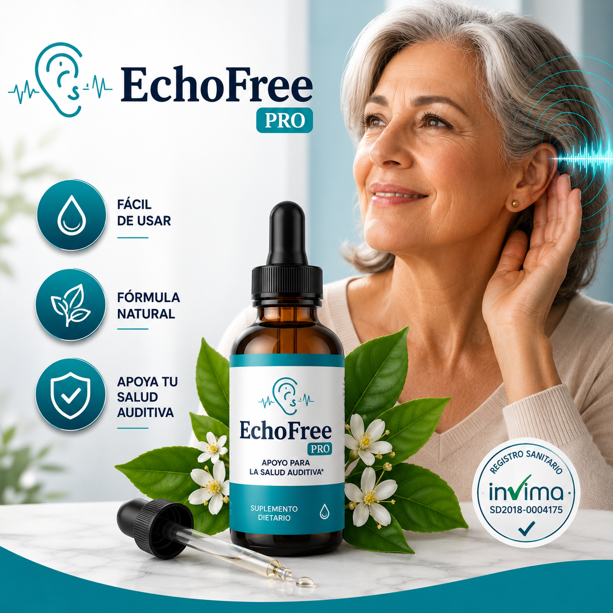 EchoFree🌿 ¡Suplemento natural para el bienestar de tus oidos! Pague 1 y lleve el 2do Gratis