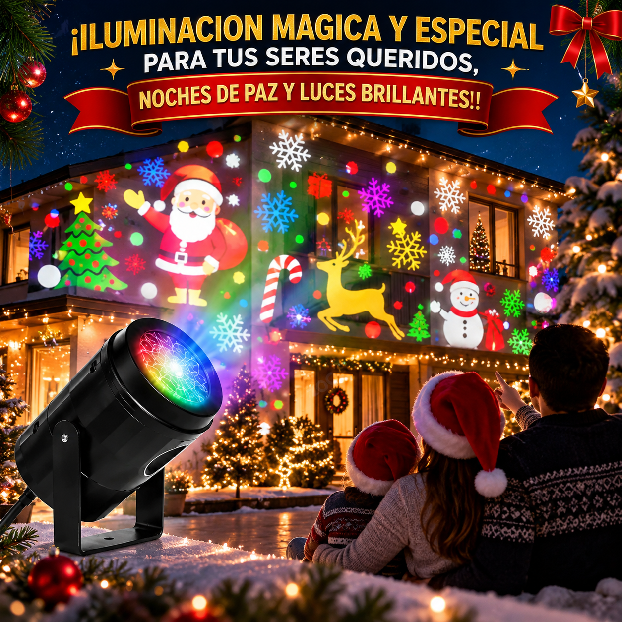 Proyector de luces navideñas🎄 ¡Lleva la unión familiar y la magia de la Navidad a cada rincón de tu hogar! Promo Pre-temporada