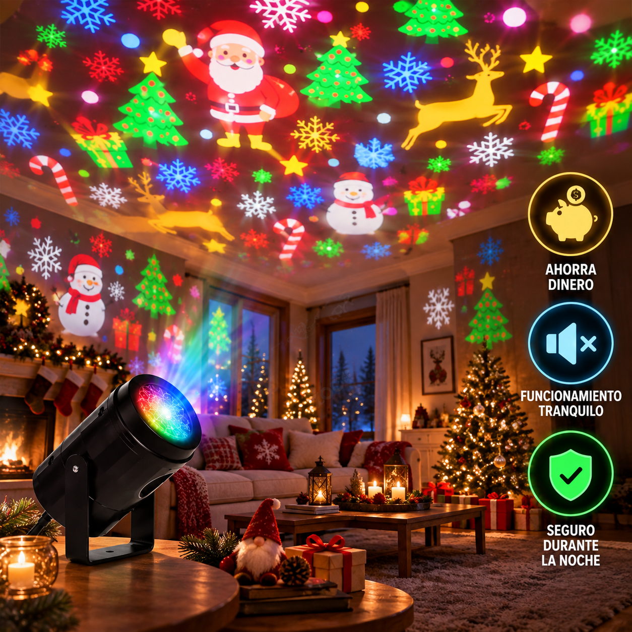 Proyector de luces navideñas🎄 ¡Lleva la unión familiar y la magia de la Navidad a cada rincón de tu hogar! Promo Pre-temporada