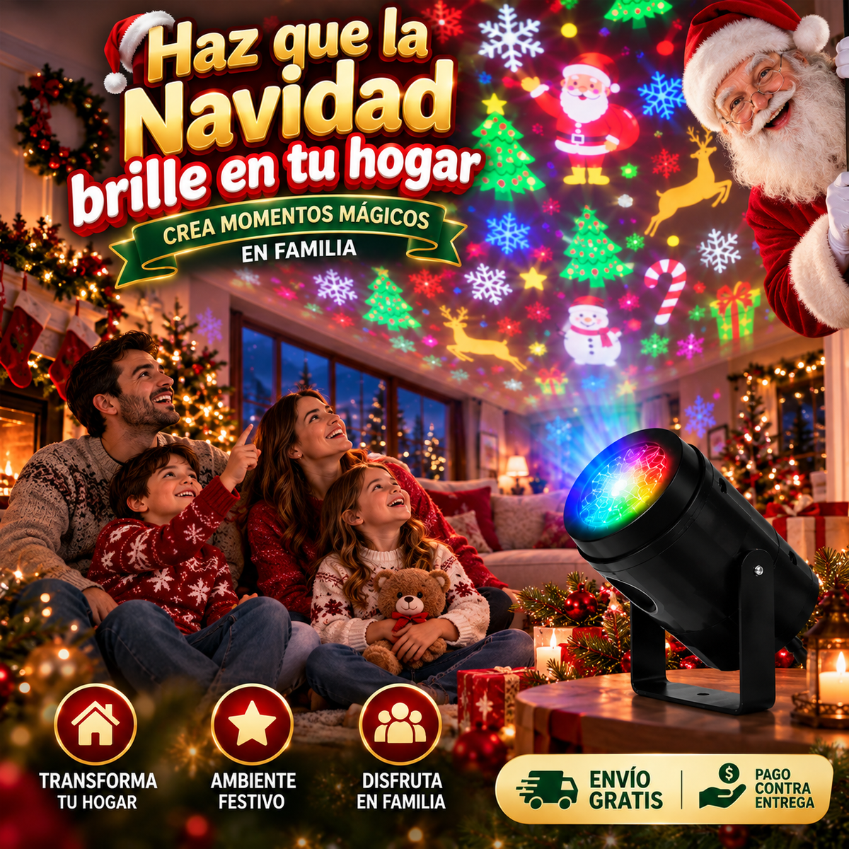 Proyector de luces navideñas🎄 ¡Lleva la unión familiar y la magia de la Navidad a cada rincón de tu hogar! Promo Pre-temporada