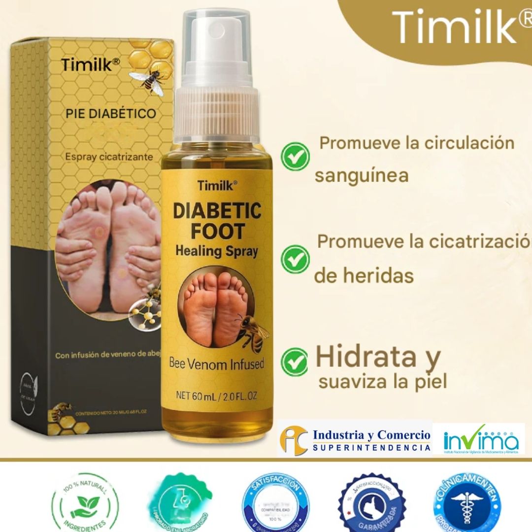 Timilk Diabetic🌿¡Spray curativo para pies diabéticos, Alivio natural y cicatrización de piel diabética!